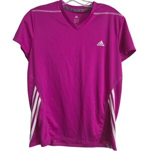 Adidas Climalite Shirt Womens Large Pink Short Sleeve Athletic Top